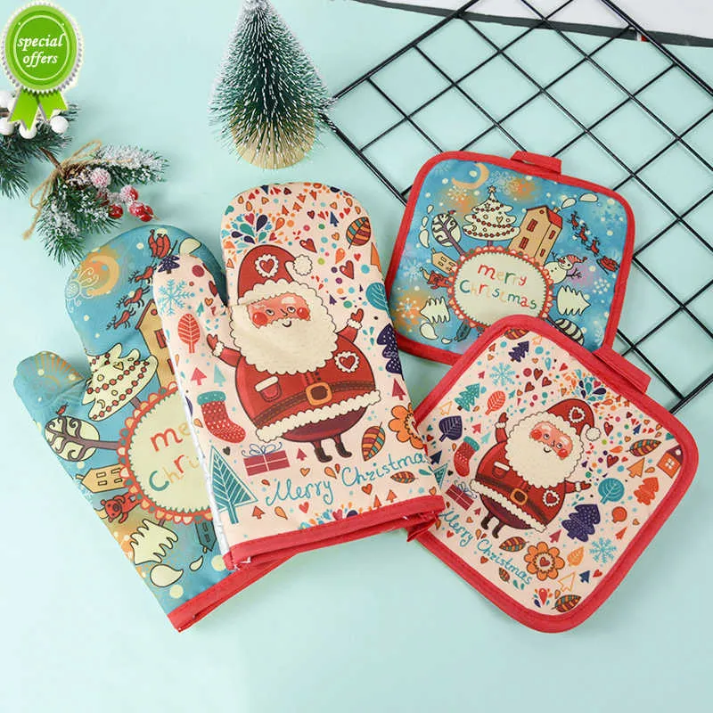 Nowe 2PCS świąteczne rękawiczki do pieczenia piekarnika mikrofalowego PAD Izolacja Kuchnia Narzędzia do pieczenia Kuchnia