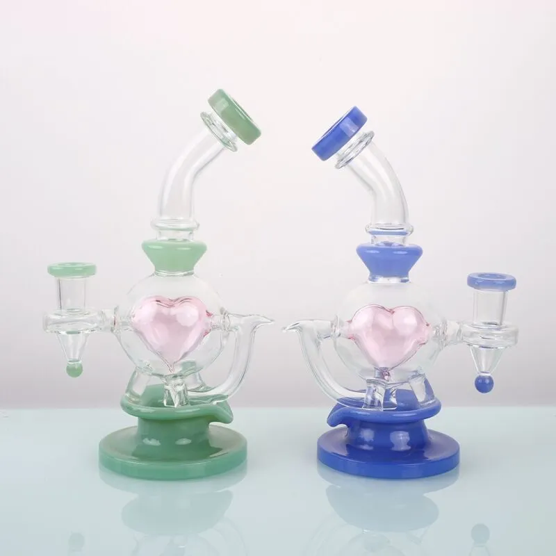 Vintage Love Heart Glass Bong Water Hookah Pijp 10inch Original Glass Factory Made kan klantlogo plaatsen door DHL UPS CNE