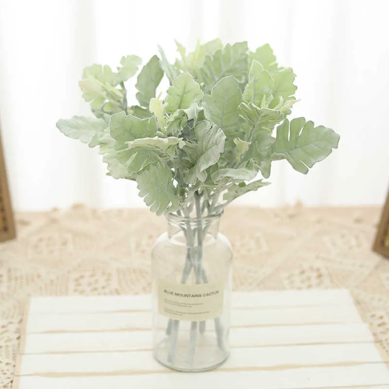 Dried Flowers Green Plush Plant White Fungus Leaf Artificial Fake Grass Christmas Party Supplies Home Dining Table DIY Flower Arrangement