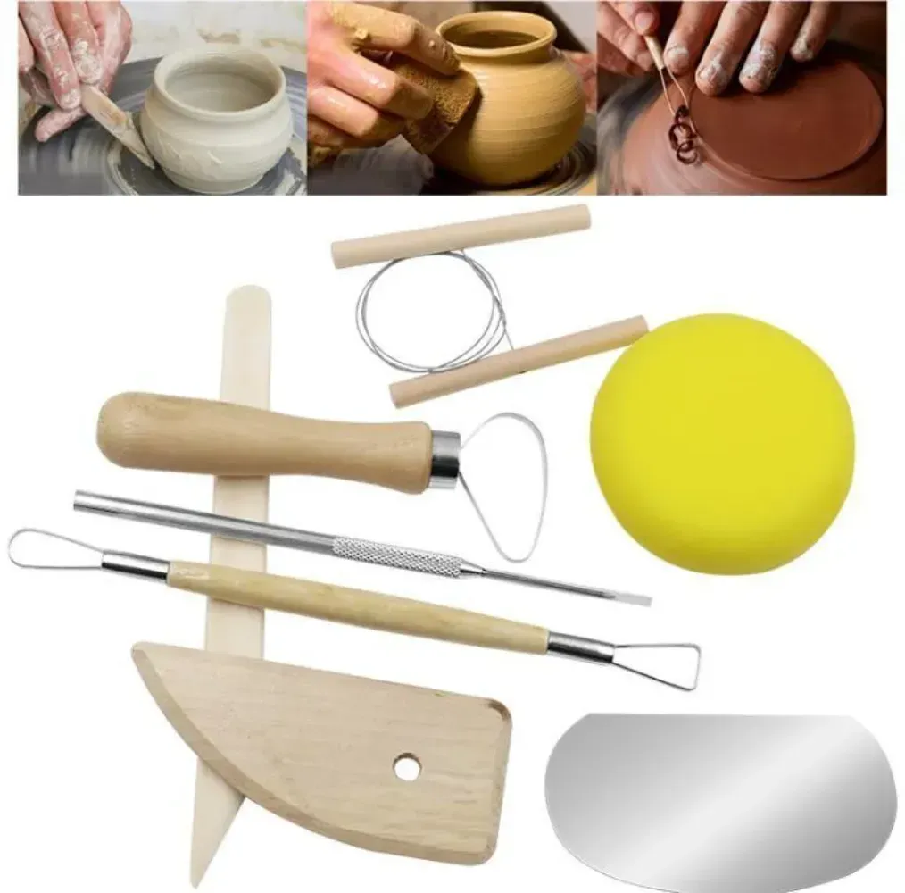 New 8pcs/set Craft Tools Reusable DIY Pottery Tool Kit Home Handwork Clay Sculpture Ceramics Molding Drawing Tools Wholesale HH