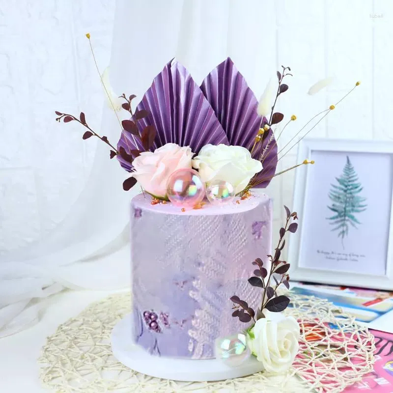 Fournitures de fête feuille de palmier gâteau Topper joyeux anniversaire lance décoration mariage Dessert cuisson Table faveurs de fête