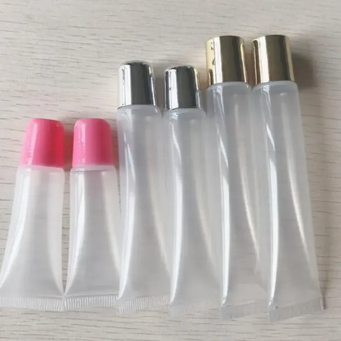 10ml 15ml 20ml Empty Lipstick Tube,Lip Balm Soft Hose,Makeup Squeeze Sub-bottling,Clear Plastic Lip Gloss Container