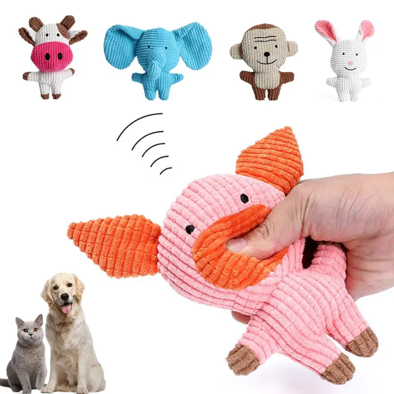 Bonitos juguetes de peluche con forma de Animal para perros pequeños y grandes, juguete chirriante para cachorros, resistente a mordeduras, juguetes para masticar perros, accesorios para perros, suministros para mascotas