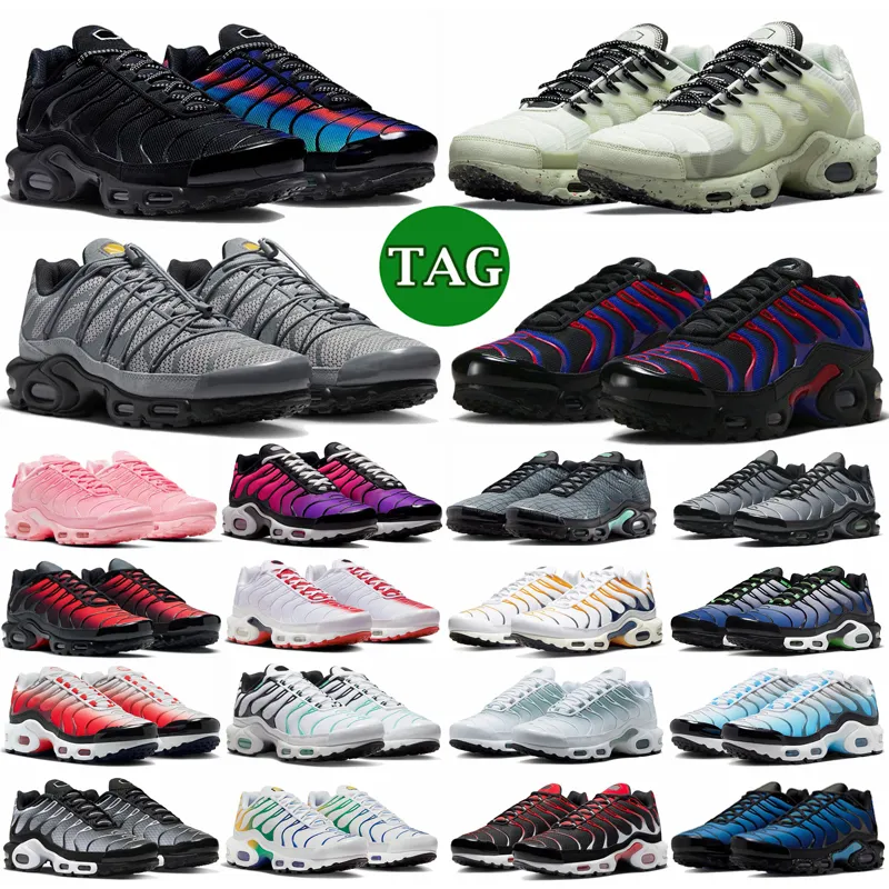 Sapatos de grife tn plus terrascape tênis de corrida Triple Black Unity Black White University Blue Mint Green Olive Black masculino feminino tênis esportivo