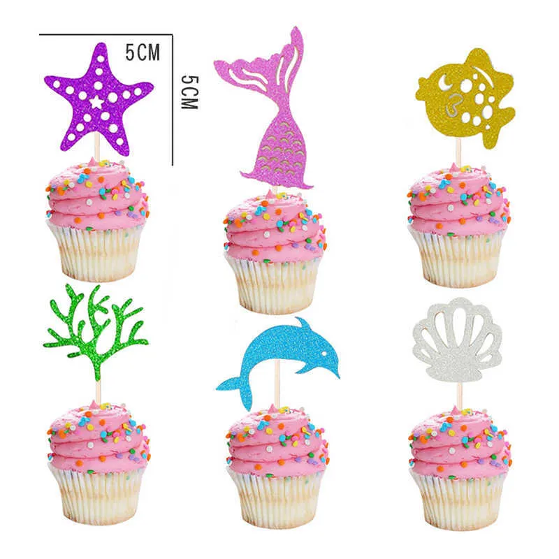 Mermaid Tail Mermaid Cupcake Cake Topper Glitter Party Decoration