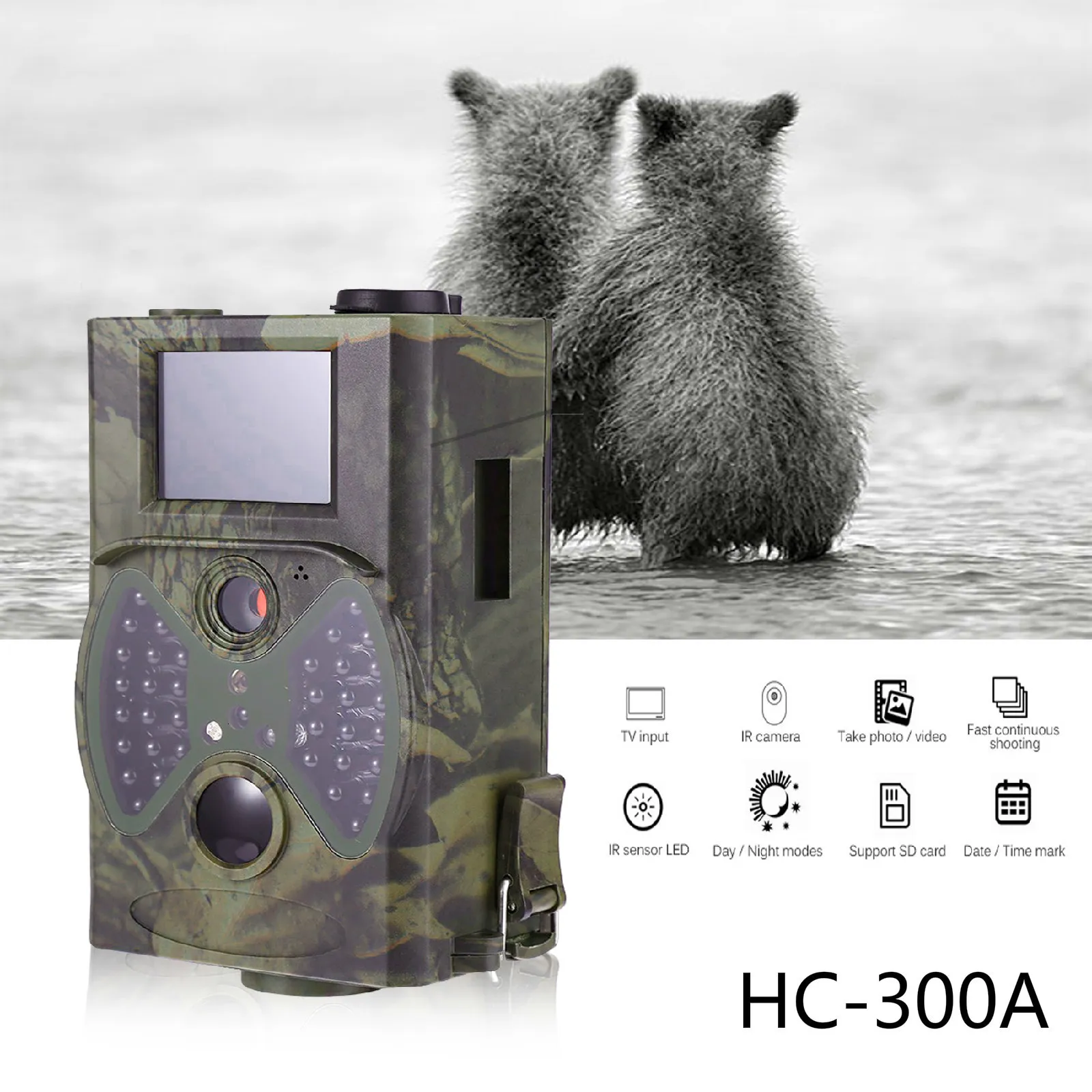 사냥 카메라 Suntekcam Wildlife 16MP 1080P 야간 시력 적외선 캠 감시 무선 트레일 카메라 HC300A PO 트랩 230620