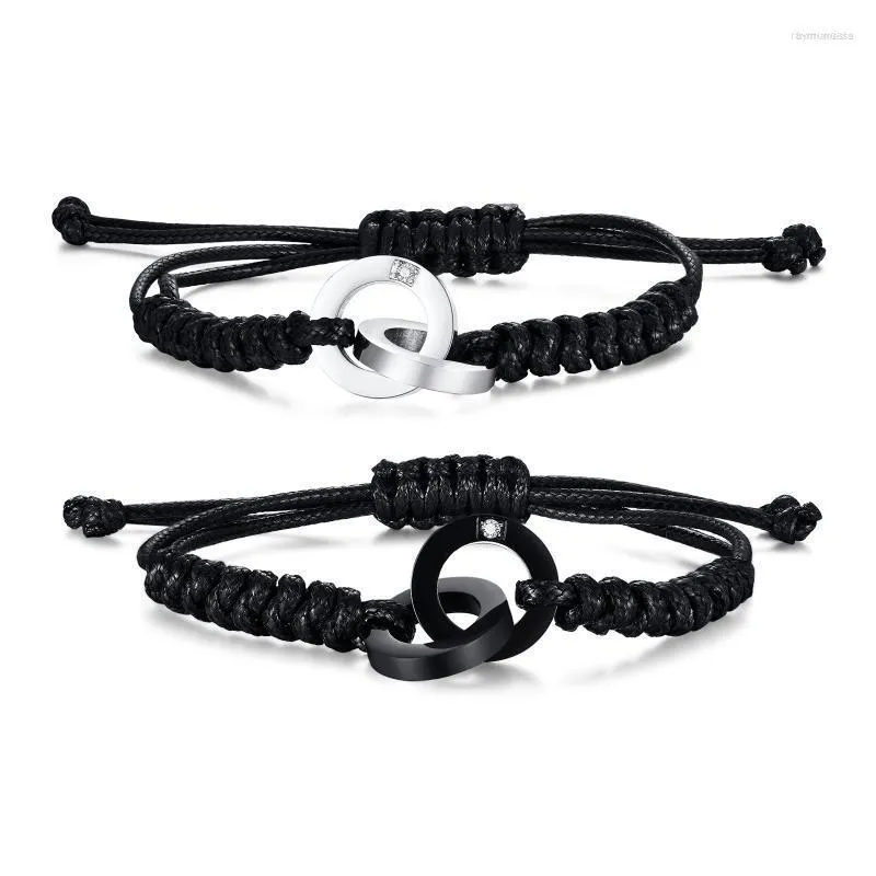 Связь браслетов цепные блокирующие круги веревочного браслета для женщин Регулируемые простые минималистские унисекс -пара украшений дружбы Raym22