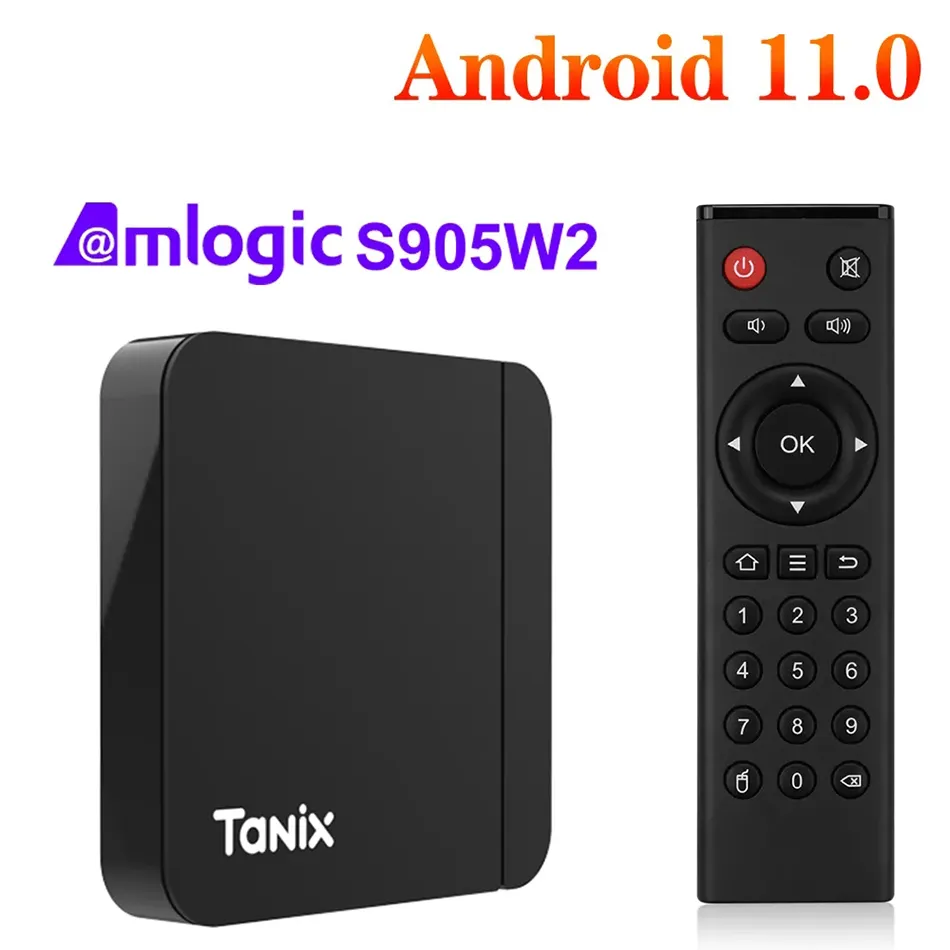 New Tanix W2 Android 11 Smart TV Box Amlogic S905W2 4GB 32GB 64GB 2,4G/5G Dual WiFi AV1 BT SET Top Box Media Player