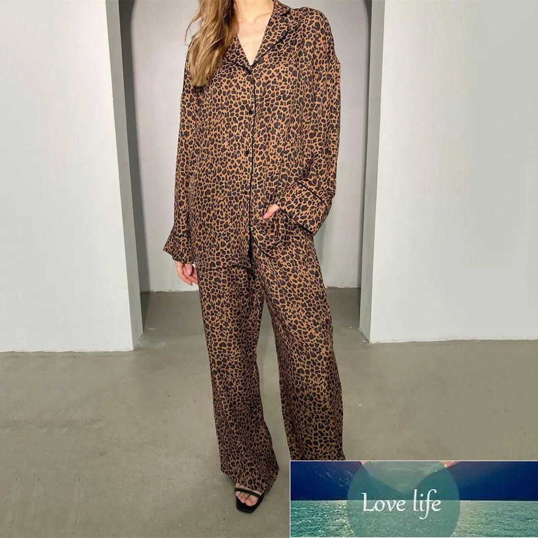 Nouveau pyjama imprimé longue mode décontractée européenne et américaine en vrac adapté à un usage quotidien pyjamas pour dames à imprimé léopard