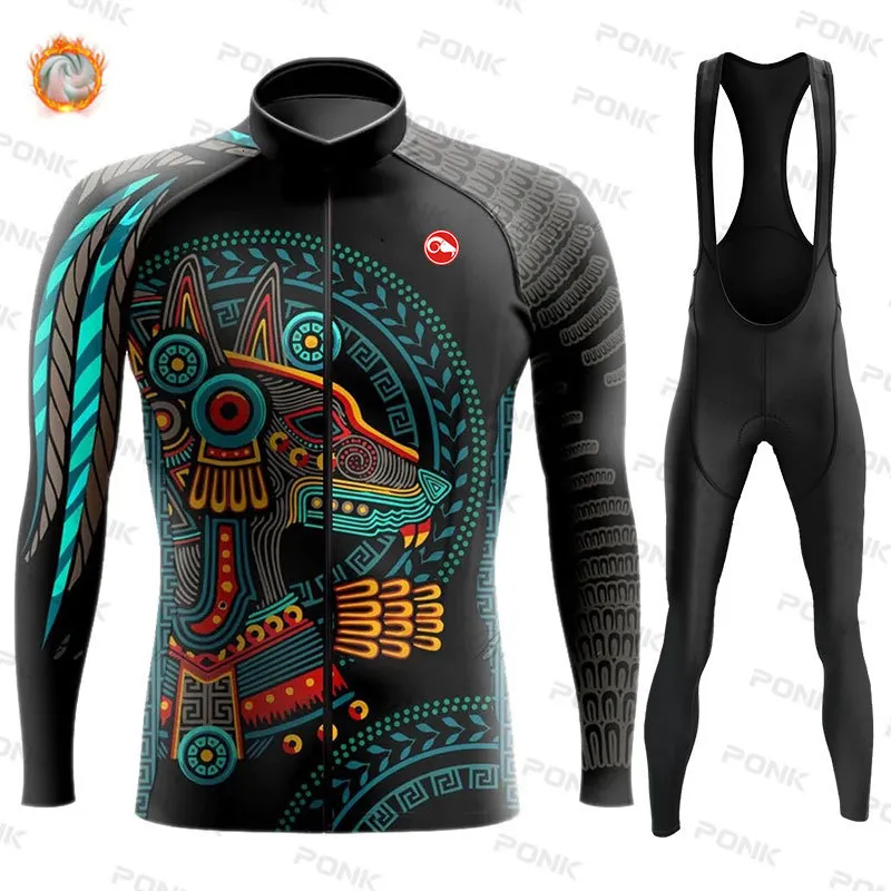 Radfahren Jersey Sets Männer Winter Kleidung Langarm Thermo Fleece Fahrrad Set MTB Warme Bike Ropa Ciclismo Hombre 230620