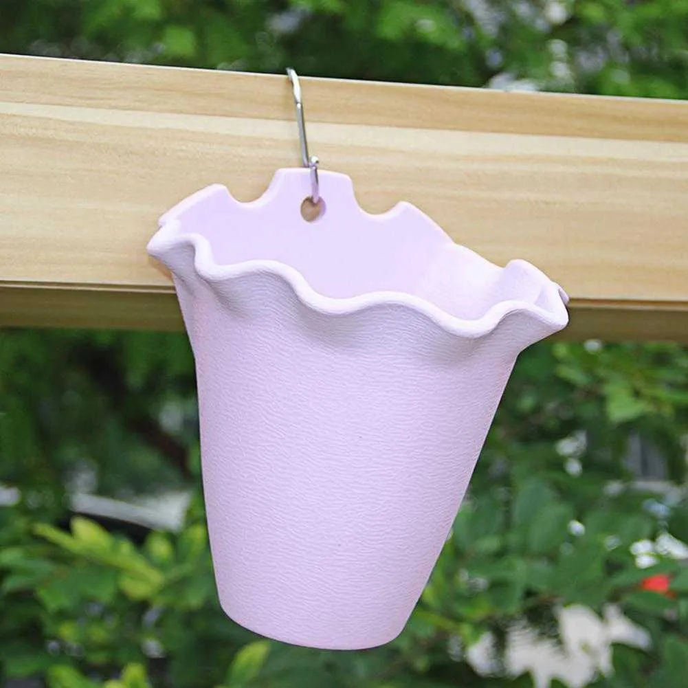ハッピー Breathable Ruffled Edge Plastic Wall-mounted Planter Pot for