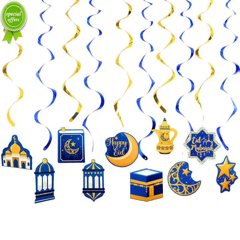 Nuovo 10 Pz/set Eid Mubarak Hanging Spiral Banner Ramadan Decorazione Per La Casa 2023 Festival Musulmano Islamico Festa Ramadan Kareem Regali