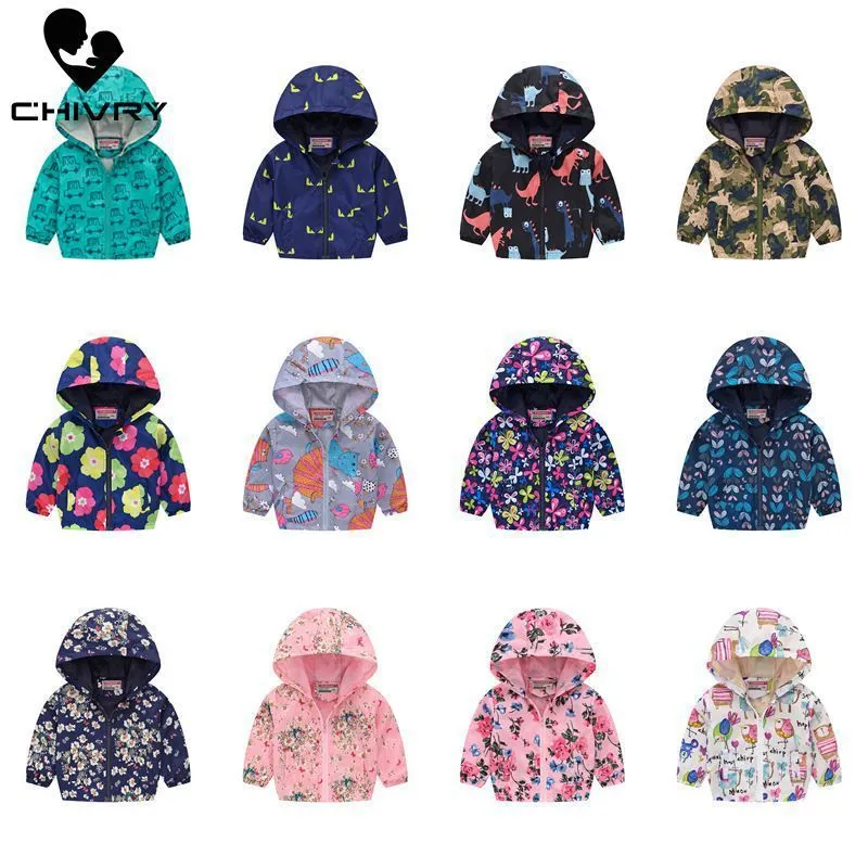 Vêtements de pluie 2023 Enfants Vêtements Garçons Vestes Enfants À Capuche Zipper Coupe-Vent Bébé Mode Imprimer Manteau Infant Imperméable À Capuche Pour Les Filles 230620