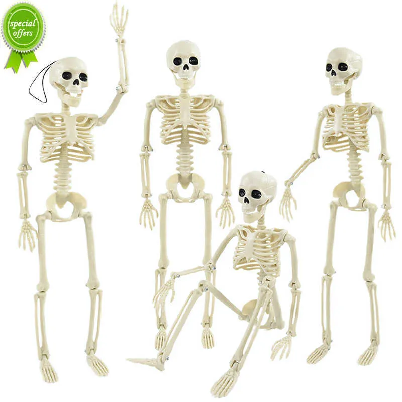 New 40cm Halloween Skeleton Movable Human Skull Bones Halloween Party Decoration for Home Bar Haunted Hanging House Horror Props