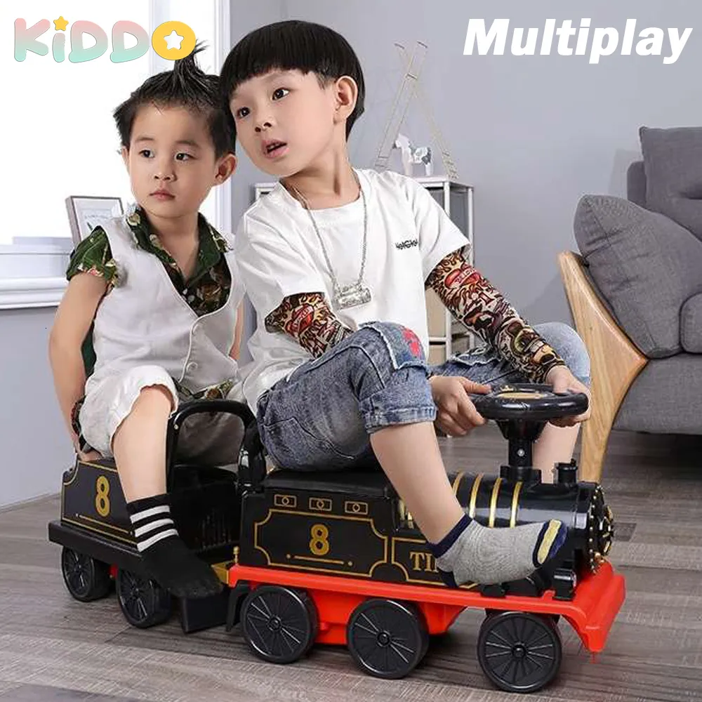 ElectricRC Track Child Electric Train Kids Riding Toy Ailway kan bära tåg Rail Car Classical Model Baby Walker barnvagn barndag gåvor 230620