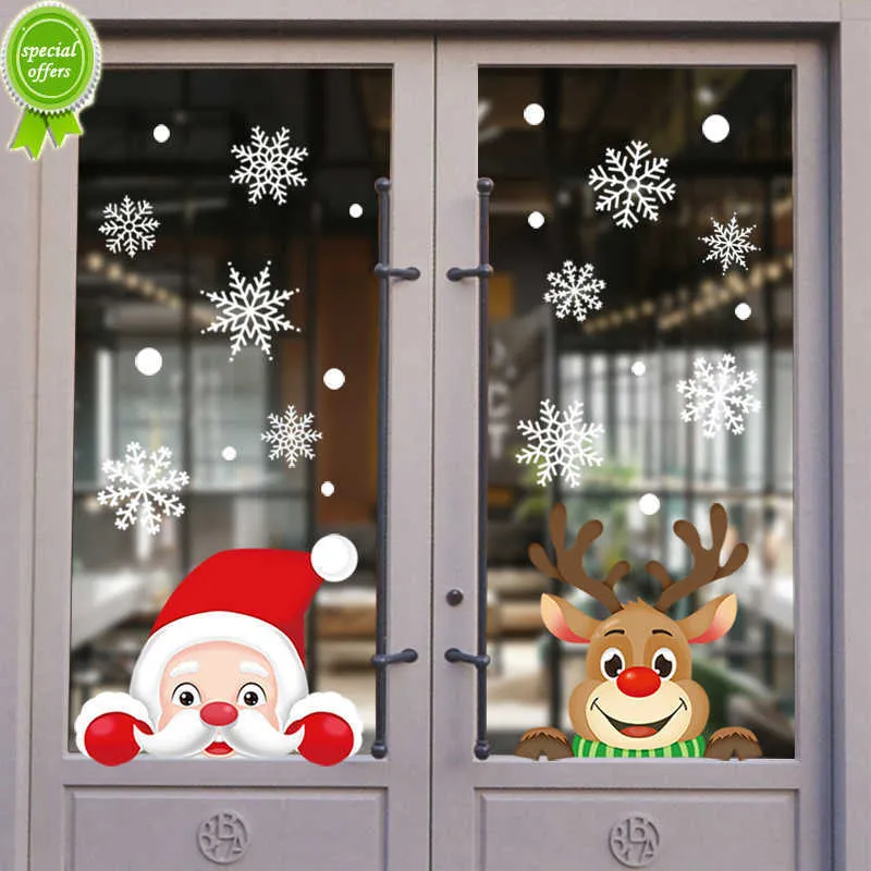 Christmas Window Decals DIY Wall Stickers Santa Claus Snowflake Xmas