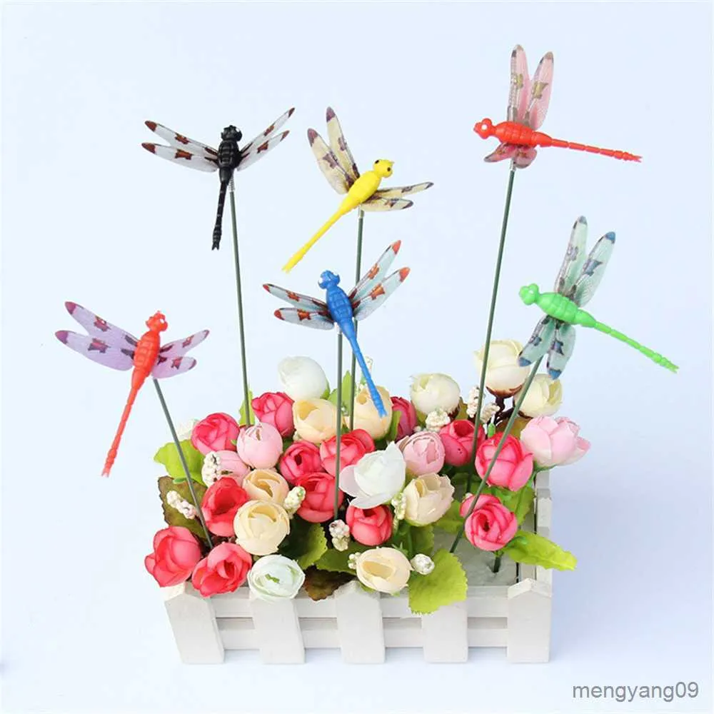 Planters Pots Dragonfly Stakes Outdoor Simulation Dragonfly Stakes Yard Plant Lawn Decor Stick Flower Pot Garden Decoration Yard Art R230621