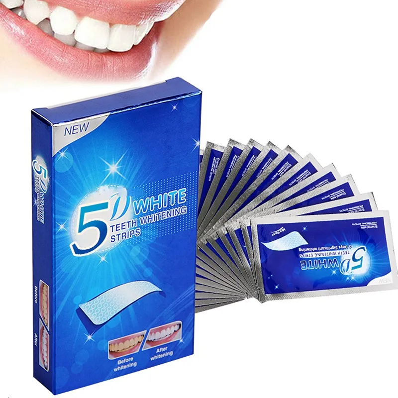 Dispositivos para el cuidado facial 5D Gel Blanqueamiento dental Tiras Tandheelkundige Kit Mondhygine Strip Voor Valse Tanden Veneers Tandarts Seks Witter 230621