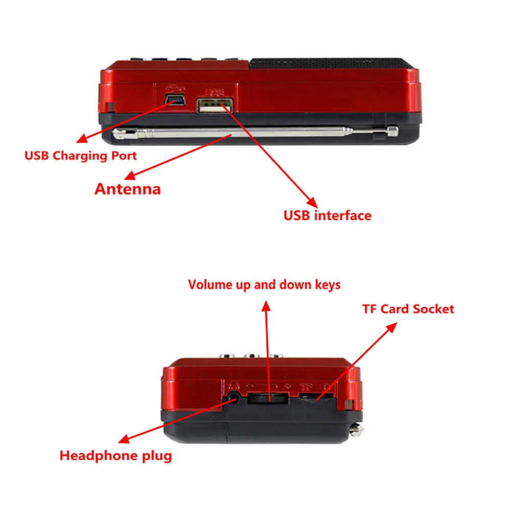 ミニスピーカーミニポータブルラジオハンドヘルド充電式デジタルUSB MP3プレーヤースピーカーデバイスサプライ