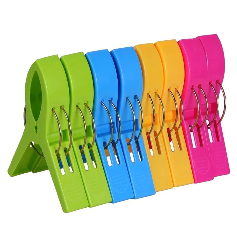Bag Clips 4 8pcs Large Bright Colour Clothes Clip Plastic Beach Towel Pegs Clothespin To Sunbed Home Wardrobe Storage High Quality 230620