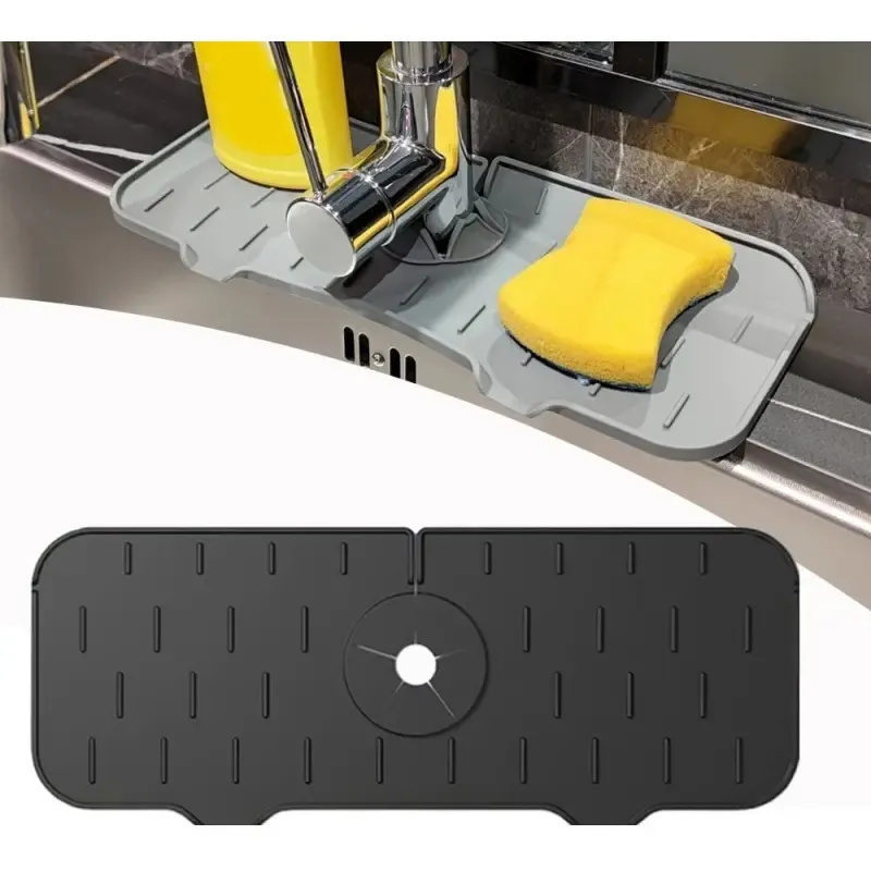 Silicone Kitchen Faucet Mat For Sink Sponge Drain Rack Foldable Sink Mat  Faucet Splash Catcher Bathroom Countertop Protector Mat