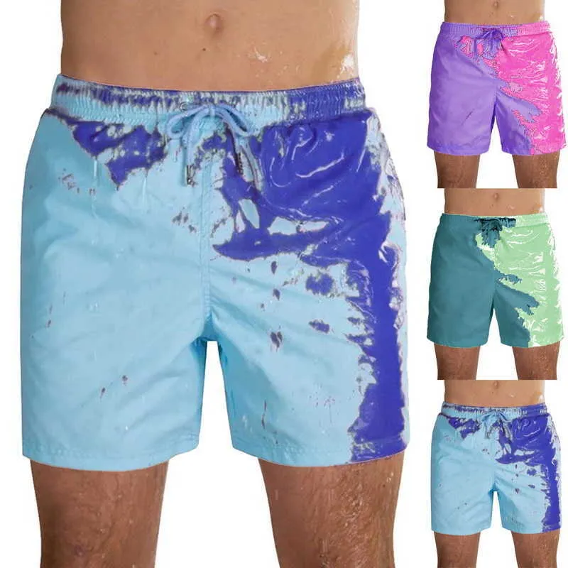 Erkek mayo büyülü değişim renkli plaj şortları yaz erkekler yüzme gövdeleri mayo mayoları hızlı kuru banyo şort plaj pantolon dropshiphkd230621