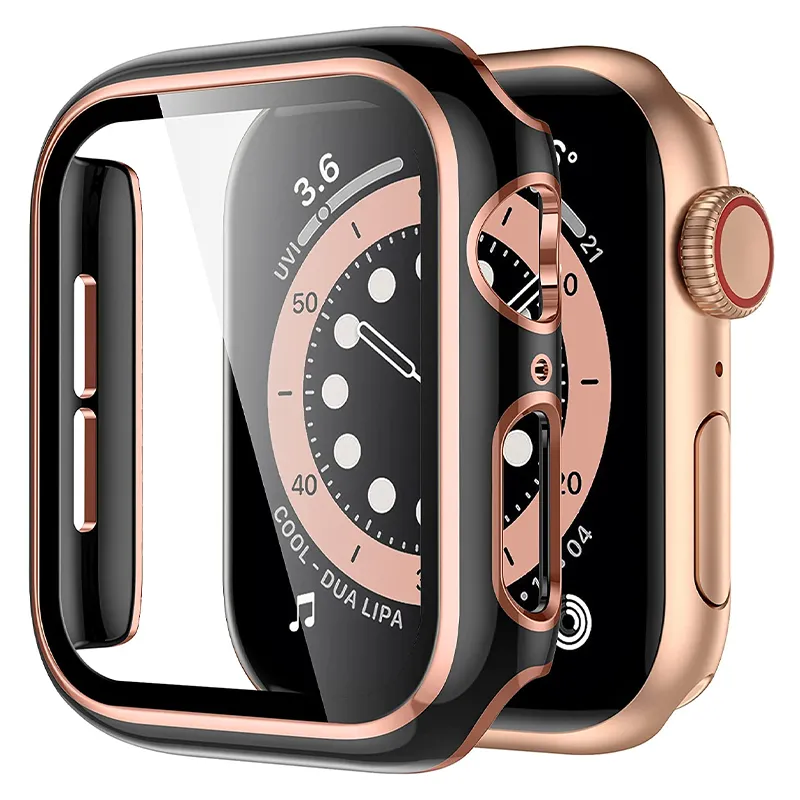 Per Apple Watch 8/7/6/SE/5 Custodia 360 Protezione per schermo intero Cornice per paraurti Custodia rigida opaca per custodie in vetro per IWatch 42/44/41 / 45mm