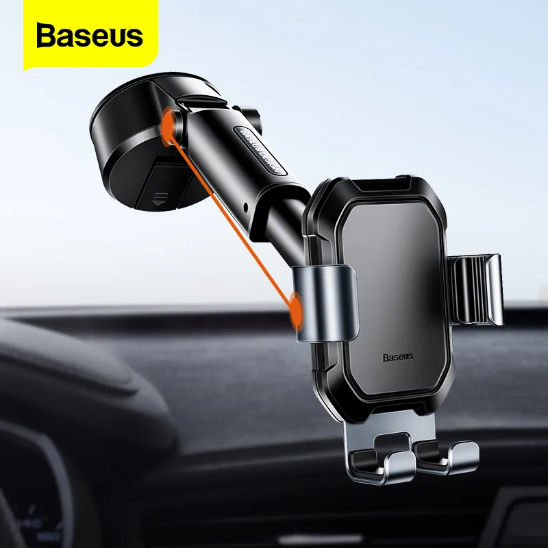 BASEUS Gravity Car Phone Holder Sug Cup Justerbar universell hållare Stand i bil GPS -montering för iPhone 13 12 Pro Xiaomi Poco