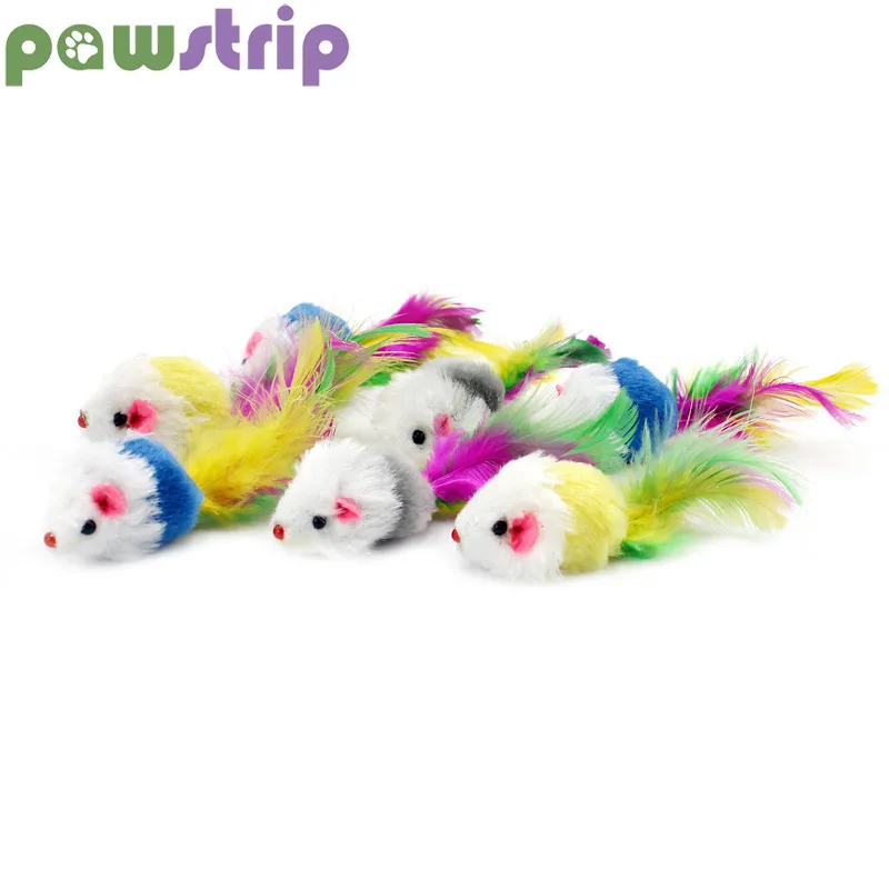 Pawstrip 5pcs/lots false mouse cat toys featherfaux fur pet cat toy withound rattling mice cat eday toeaser toy interactive