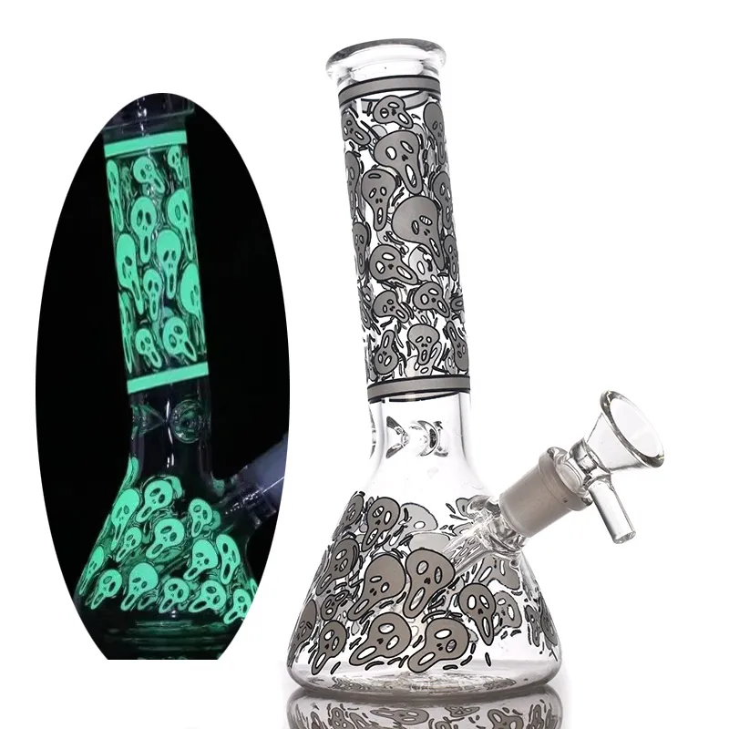 Vente en gros 8 pouces mini narguilé conduites d'eau dab rig plates-formes pétrolières brillent dans le noir bécher en verre bong 14mm joint capiteux petit attrape-cendres bongs avec bol de tabac moins cher