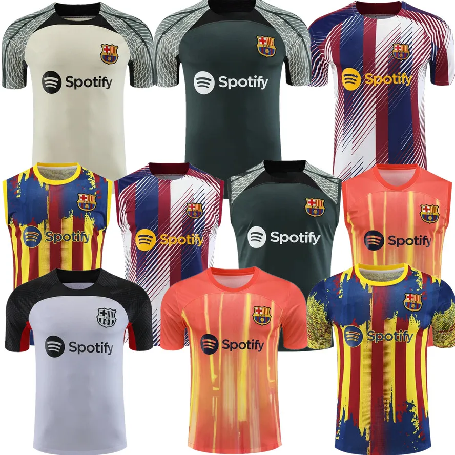 23 24 Männer Barcelona TRAININGSANZUG Fußballtrikot Polo Barcelona Set Erwachsene Trainingstrikot 2023 2024 Herren Kurzarm Tank Top