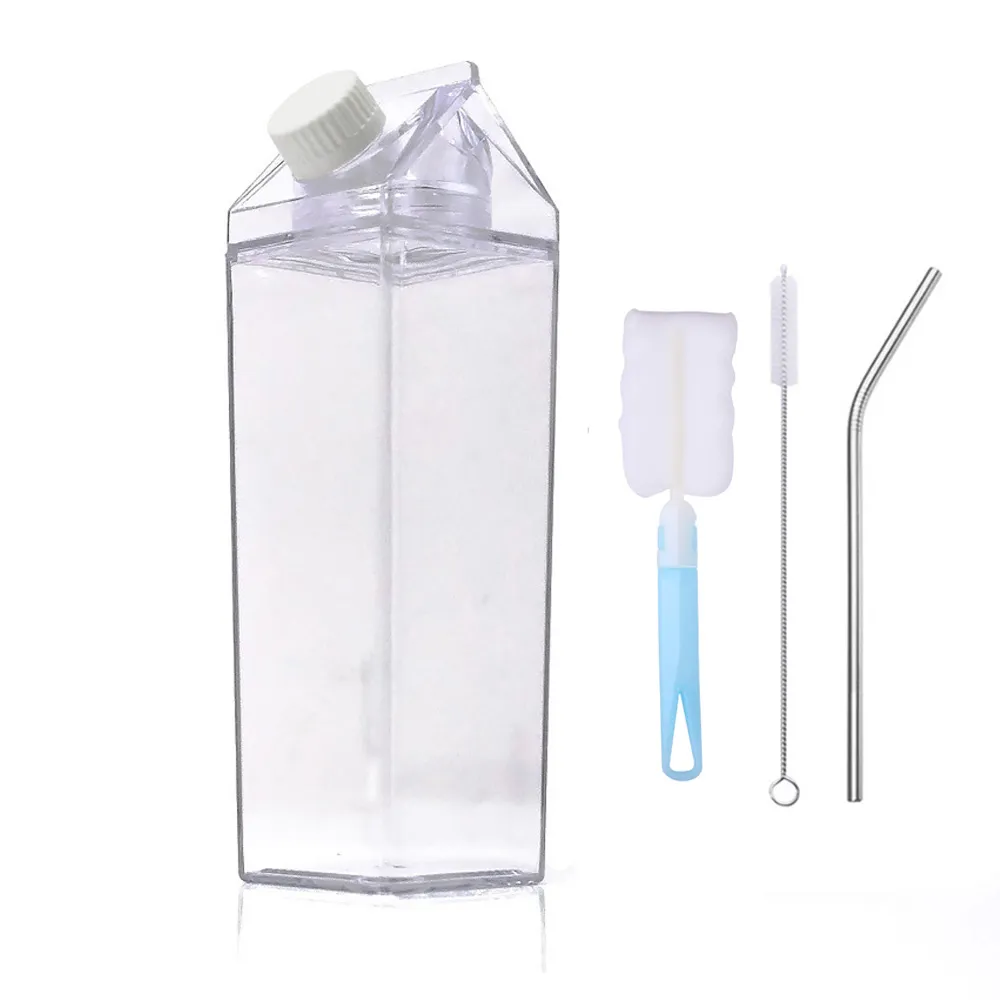 1000ml/500ml Plastic Clear Milk Carton Water Bottle Reusable Juice Transparent Sport Cup Milk Drinking Water Box Acquista In Modo Economico - Spedizione Gratuita, Recensioni Reali Con Foto - Foto 3