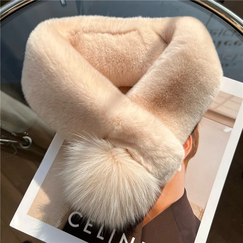 DHgate.com:Luxurious Double-Sided Rex Rabbit Fur Winter Scarf:Fashion ...
