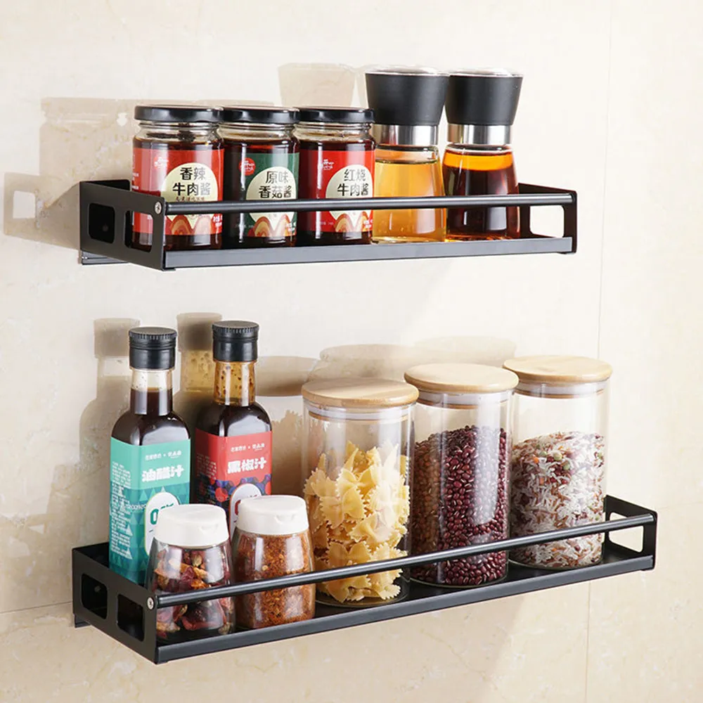 Porte-ustensiles Organisateur de cuisine polyvalent Support mural à épices  Étagère Support de rangement pour garde-manger Salle de bain Placard sur