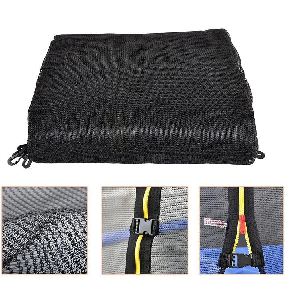 Trampoline Safety Net Replacement – Fits 6/8/10/12ft Round Frames, Zippered Entry, PP Material