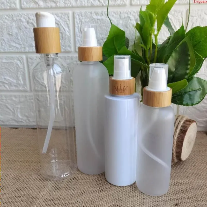 60 ml 120 ml 150 ml 250 ml gefrostete PET-Plastikflasche kosmetische Hautpflegeverpackung mit Umweltschutz-Bambuspumpenkopfwaren Jufwn