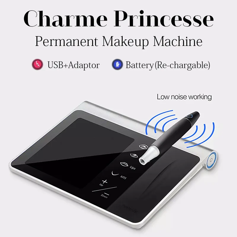 Permanent-Make-up-Maschinen, hochwertiges LED-Charme-Prinzessin-Maschinen-Stift-Set, hergestellt in Deutschland, für Augenbrauen, Lippen, Eyeline, Microblading 230621