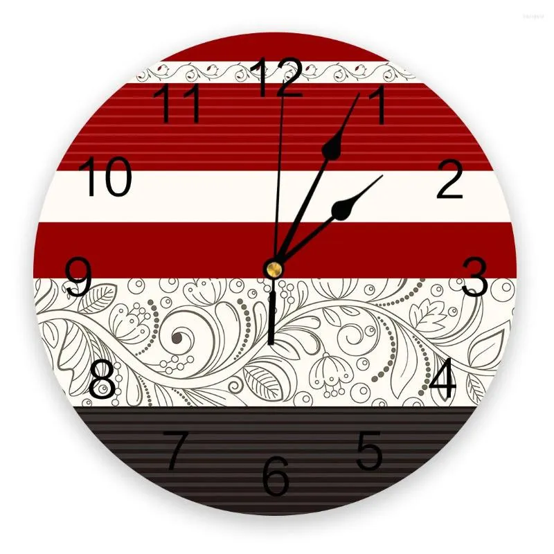 Wandklokken Vintage Bloem Rode 3D Klok Modern Design Korte Woonkamer Decoratie Keuken Kunst Horloge Home Decor