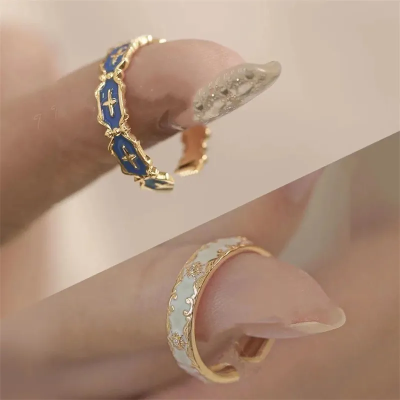 Modna emalia wielokolorowy pierścień dla kobiet mężczyzn w stylu metalowym metalowym regulowanym palcem wskazującym pierścienie palec wskazującego Prezenty biżuterii