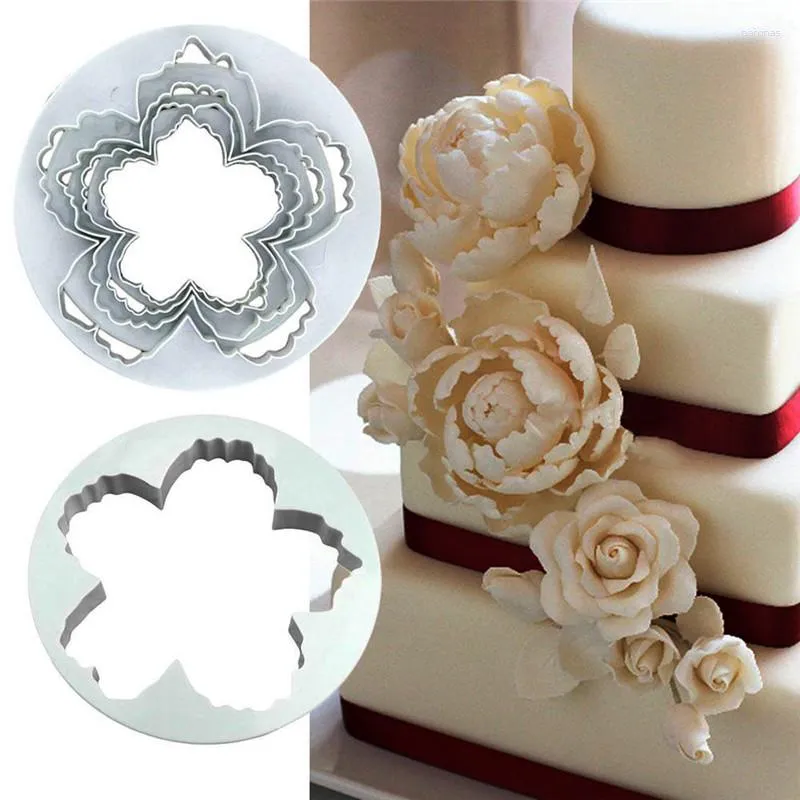 Baking Moulds Peony Flower Petal Shape Fondant Cake Cutter Sugar Paste Icing Cutting Tool Decorating Tools Accessories Set