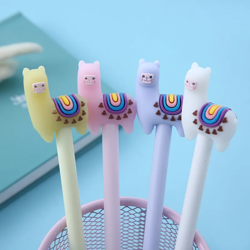 Ballpoint Pens 10 Pcs Kawaii Colorful Llama Camel Gel Pen Writing Signing Pen School Office Supply 0.5mm Blue Ink 230621