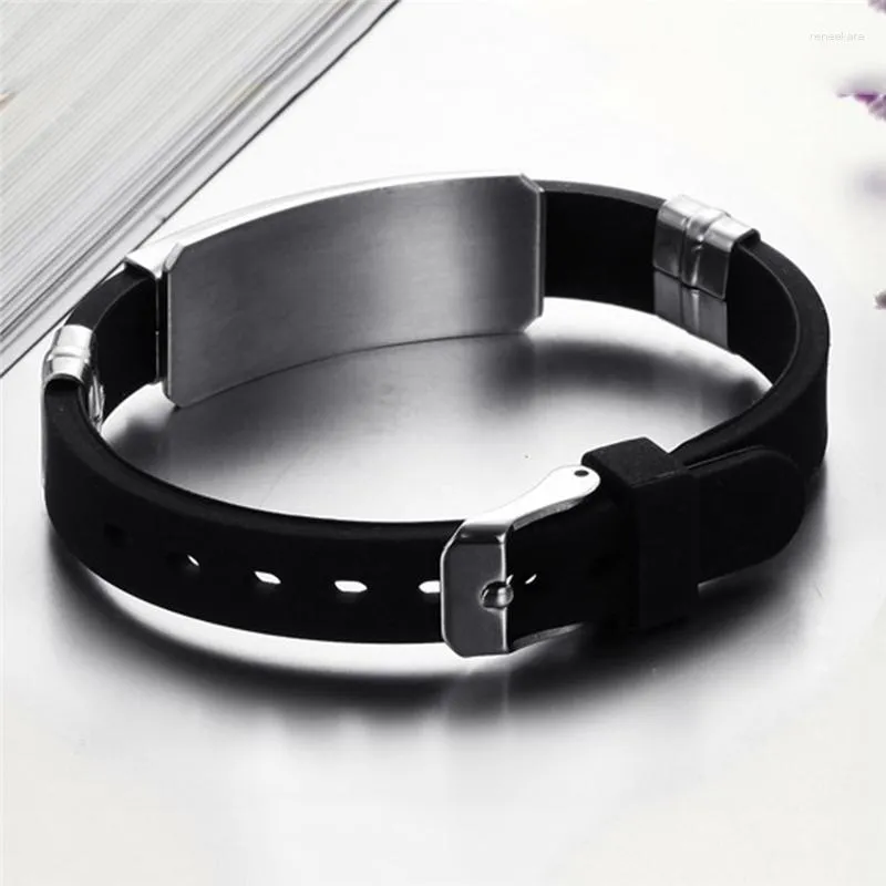 Chain Link Bracelets Explosion Models Fashion Wristband Men Bangles Rubber Stainless Steel Punk Silicone Black Women Rope Trendy