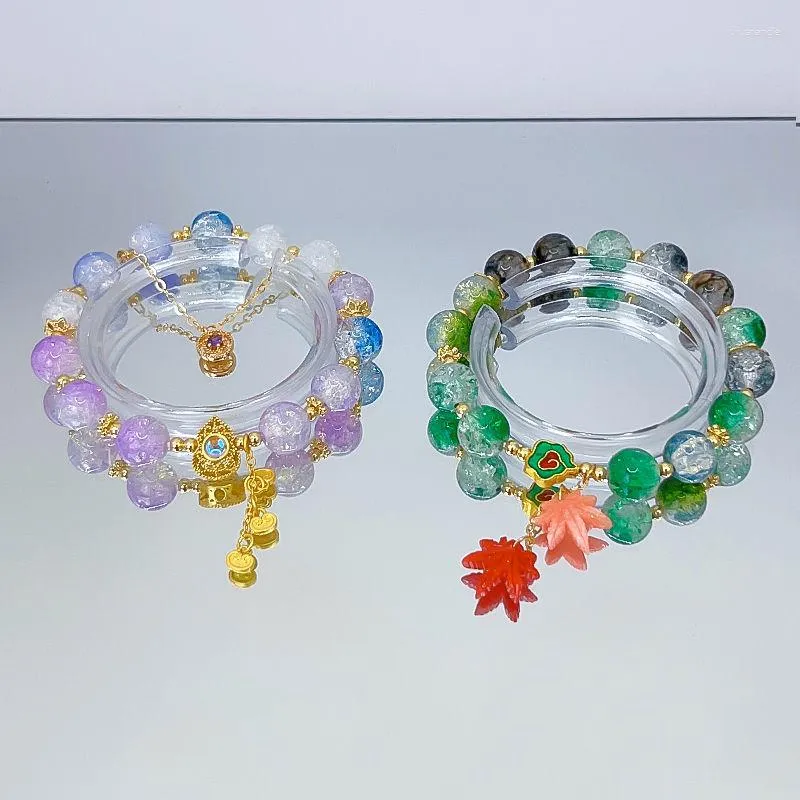 Pulseras de eslabones de cadena Dan Heng Bailu Jingyuan Honkai: Star Rail Fashion Fan Elegante pulsera de cuentas de cristal hecha a mano Cuerda elástica Mujer