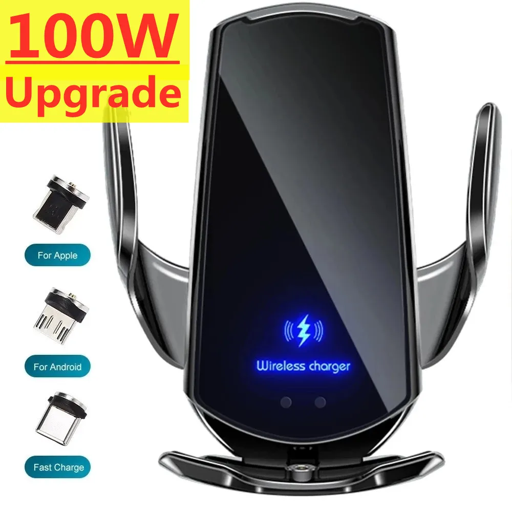 100W Auto-Wireless-Ladegerät für iPhone 14 13 12 11 Samsung Xiaomi Magnetischer USB-Infrarot-Autotelefonhalter Schnellladestation