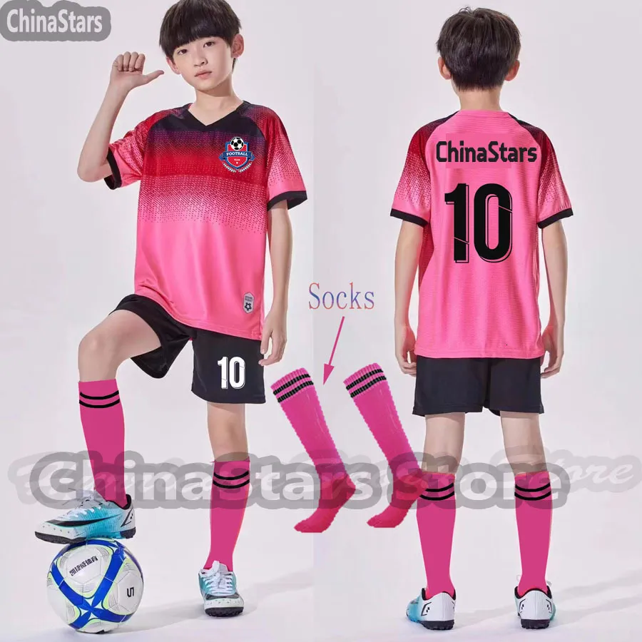 Other Sporting Goods Free socks Soccer uniform kids Boys Jersey Sublimation Set Girl jerseys Football Shirts jersey set Sports Uniform Training Suit 230621