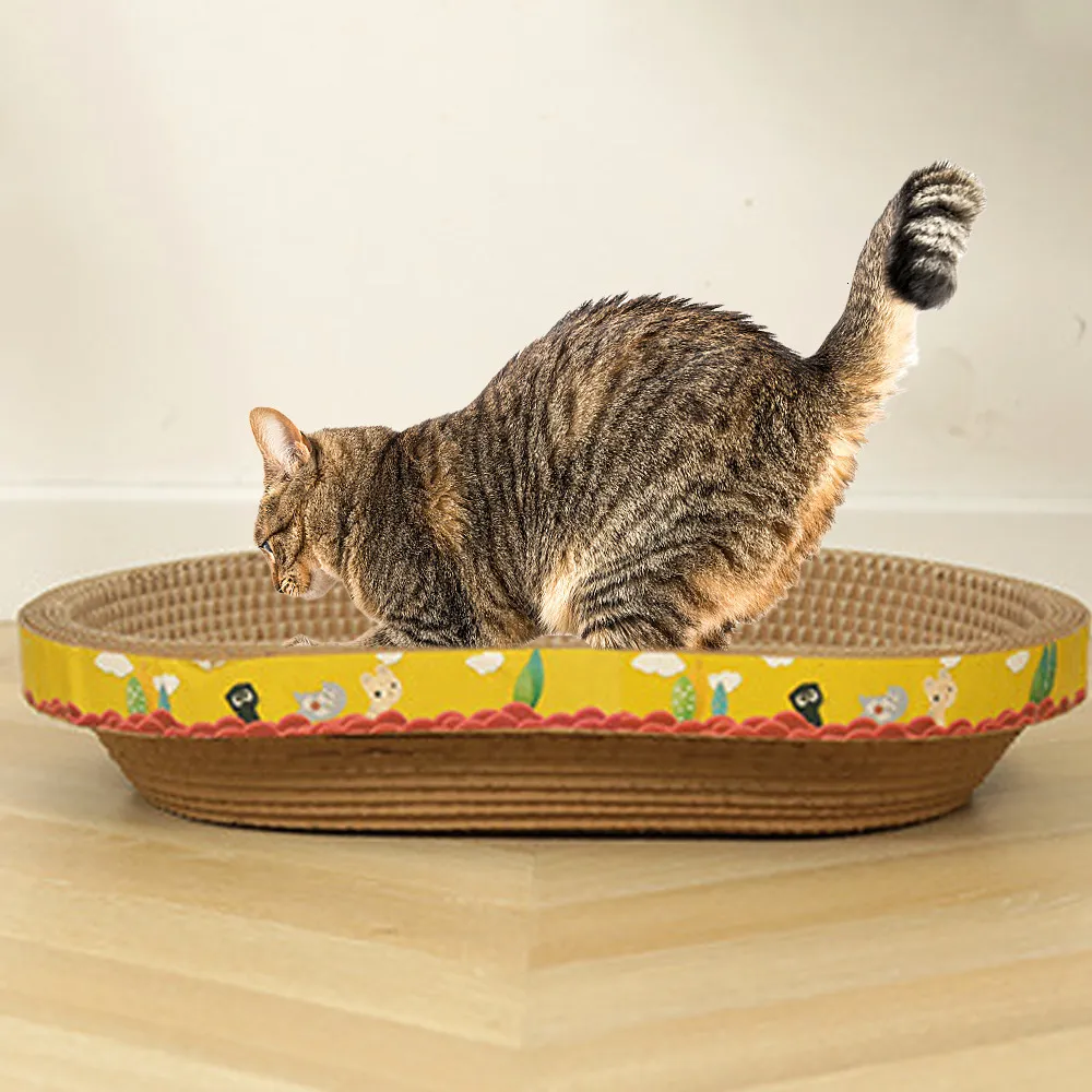 Kitty Kurlz Cat Scratcher PrimePets 2-in-1 Cardboard With Ball