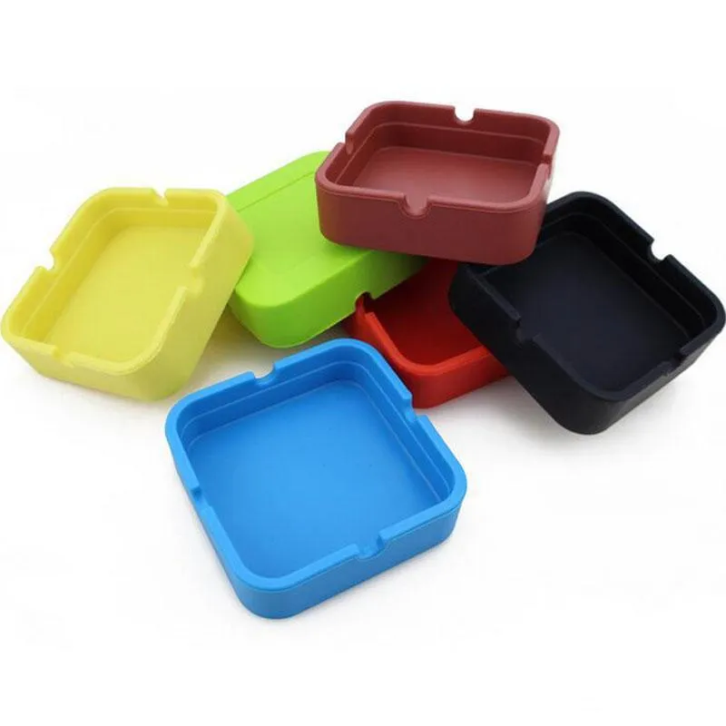 Wholesale Colorful Friendly square style Silicone Ashtray for Home novelty Crafts Pocket Ashtrays for Cigarettes cool Gadgets ashTray