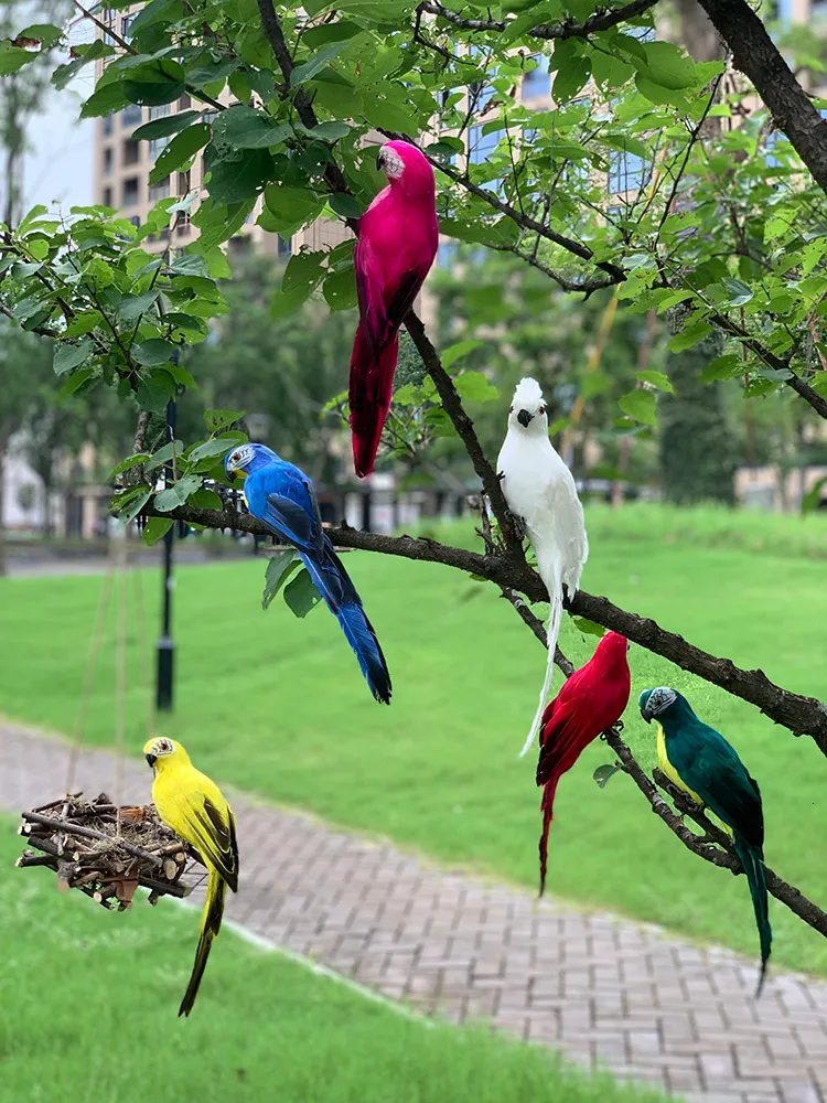 Garden Decorations 2535cm Simulation Parrot Decoration Creative Lawn Figurine Ornament Animal Bird Outdoor Party Prop 230621