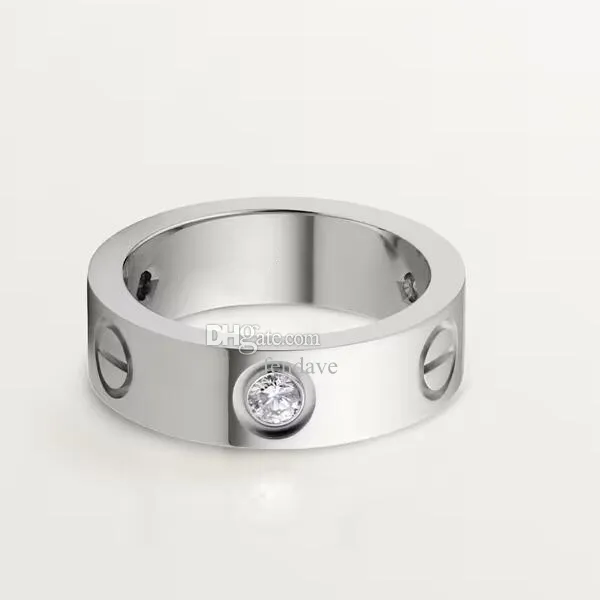 3A Anneaux Catier Love Ring 3 Diamonds Band de mariage en collection emblématique pour les femmes avec une boîte à poussière Taille 6-10 Fendave