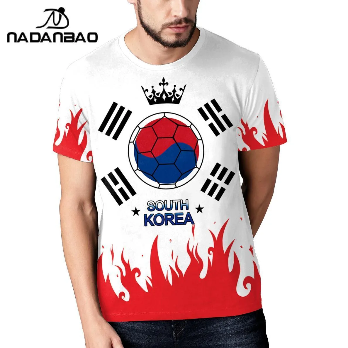 Andra idrottsartiklar Nadanbao Sydkorea Team Football Prined T-shirts O-Neck Kort ärm Supporter Jersey Summer 3D Print Soccer Top Tee Clothing 230621